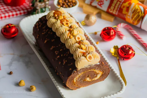 Bûche noisette chocolat et caramel