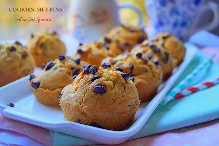 Walnut and chocolate chip cookie muffins