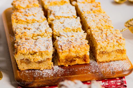 Gâteau crumble aux pommes et crème pâtissière