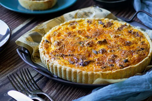 Tarta de pollo y champiñones (quiche)