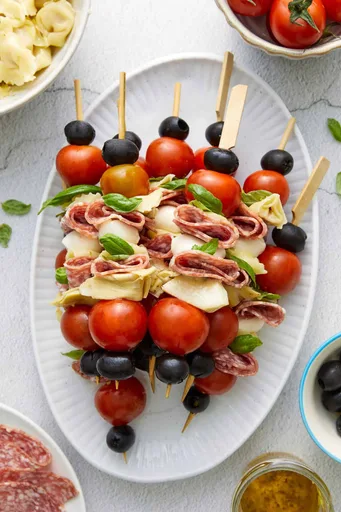 Receta de brochetas de antipasto