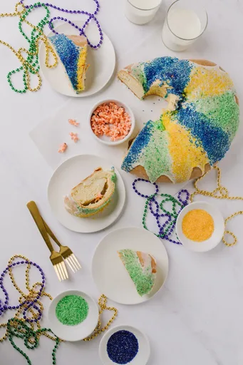 Homemade King Cake with Cream Cheese Filling