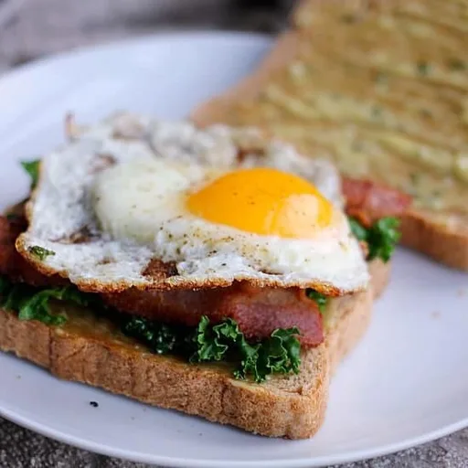 Kale Bacon and Egg Sandwich with Garlic Thyme Aioli