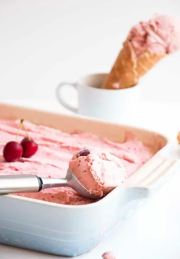 Creamy Homemade Cherry Ice Cream