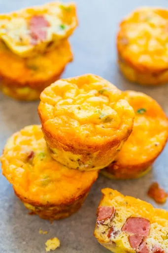 100-Calorie Cheesy Sausage and Egg Muffins