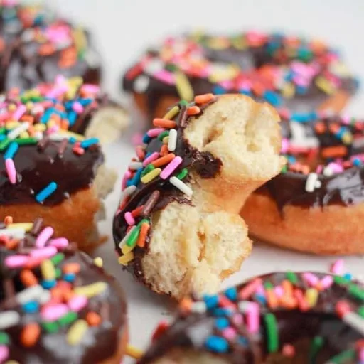 Fried Cake Donuts with Chocolate Ganache