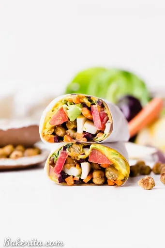 Wraps de verduras con garbanzos asados