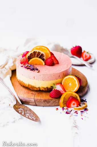 Strawberry Orange Cheesecake with Coconut Crust