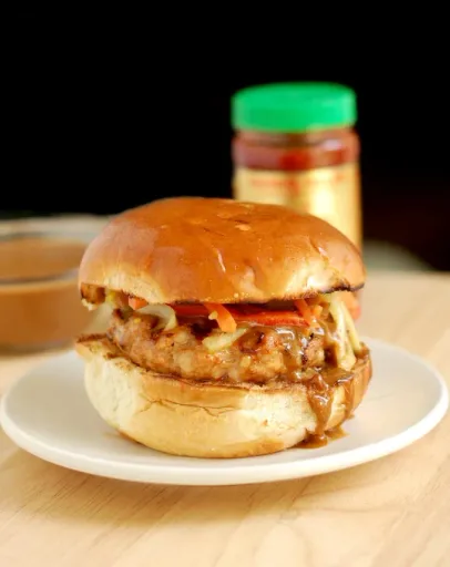 Chicken Satay Burgers with Peanut Sauce