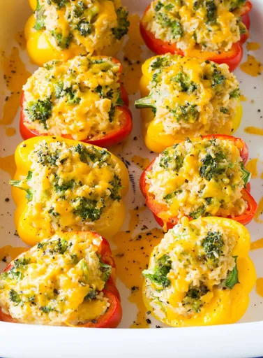 Pimientos rellenos de arroz