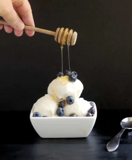 Yogur helado con miel y vainilla
