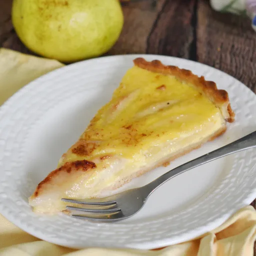 Tarta de crema y pera con vainilla