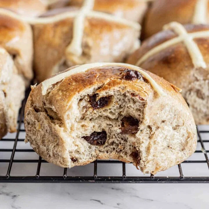 Fluffy Sourdough Hot Cross Buns