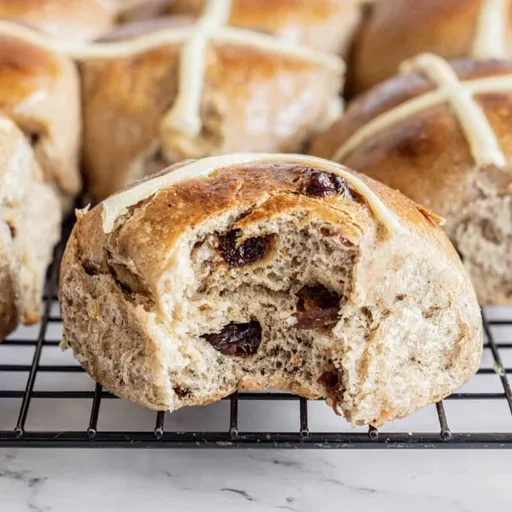 Fluffy Sourdough Hot Cross Buns