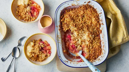 Air fryer apple, pear and raspberry crumble