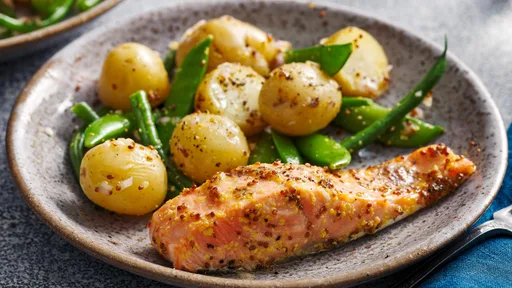 Air fryer salmon with warm potato salad