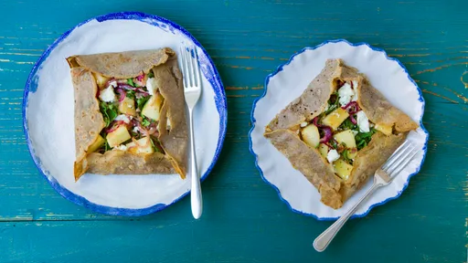 Apple, rocket and feta buckwheat galettes