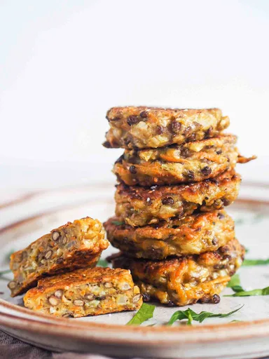 Vegetariske linsefrikadeller med grønne linser