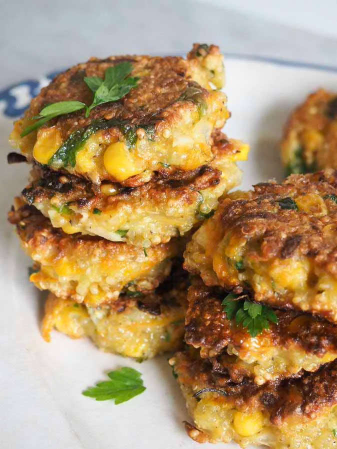Quinoa patties with carrots and sweetcorn