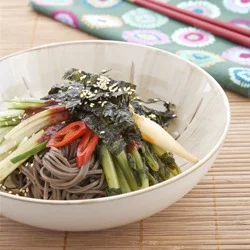 Korean Cold Buckwheat Noodles with Kimchi
