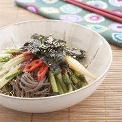 Korean Cold Buckwheat Noodles with Kimchi