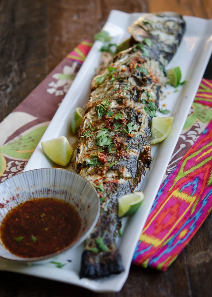 Grilled Fish with Soy Lime Chili Sauce