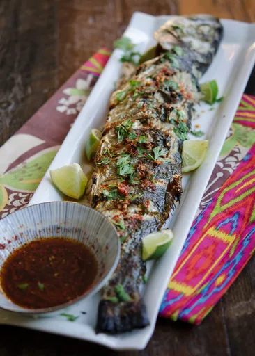 Grilled Fish with Soy Lime Chili Sauce