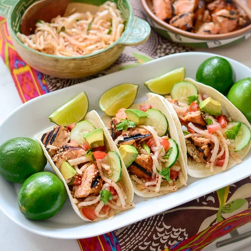 Salmon Korean Radish Tacos (Korean-Mexican Fusion)
