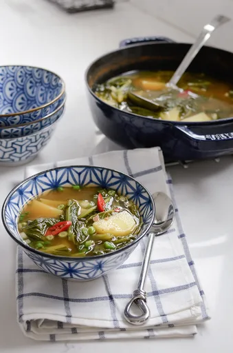 Korean Turnip Green Soup with Potato