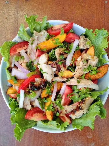 Grilled chicken and plantain salad