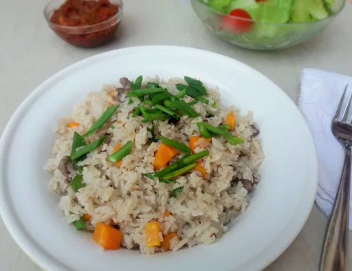 Mollejas picantes con arroz (en una sola olla)