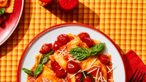 15-Minute Burst Cherry Tomato Caprese Ravioli