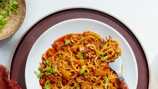 Saucy Kimchi-Pork Noodles