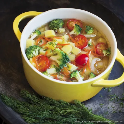 Sopa de brócoli con tomates