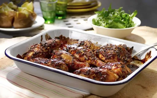Porciones de Pollo con Glaseado Pegajoso