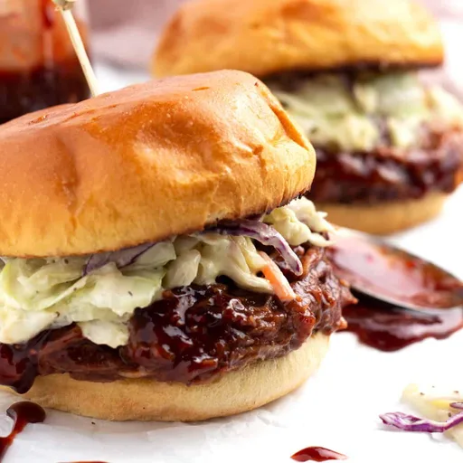 Raspberry BBQ Shredded Chicken Sandwich Recipe (Crockpot)