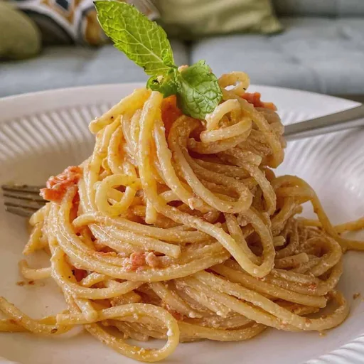 Receta de pasta con feta al horno y menta