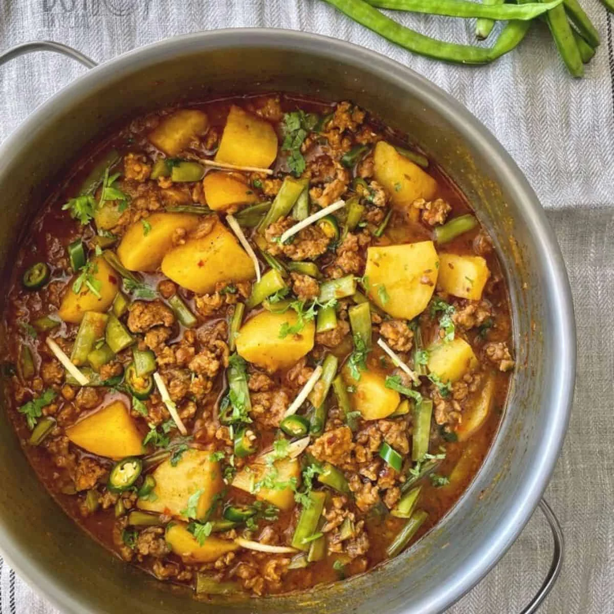 Keema Aloo with Cluster Beans