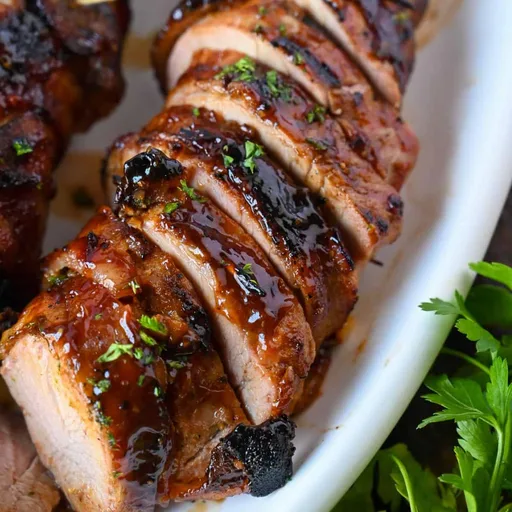 Solomillos de cerdo envueltos en tocino con salsa de bourbon