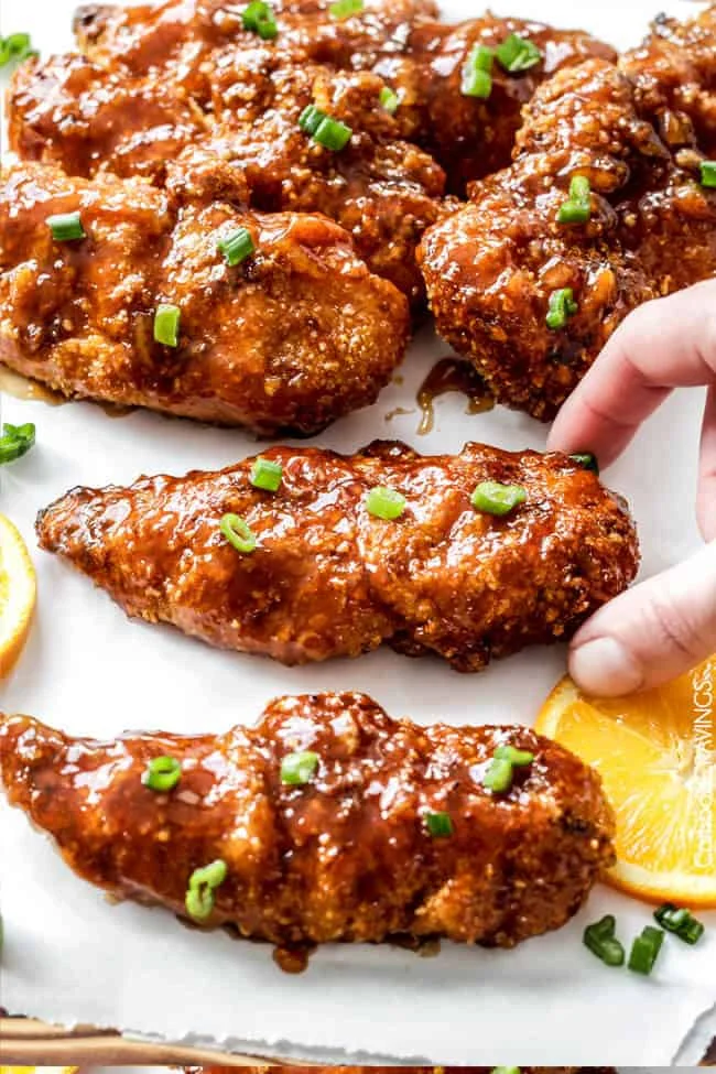 Tenders de poulet à l’orange sucrés et épicés au four