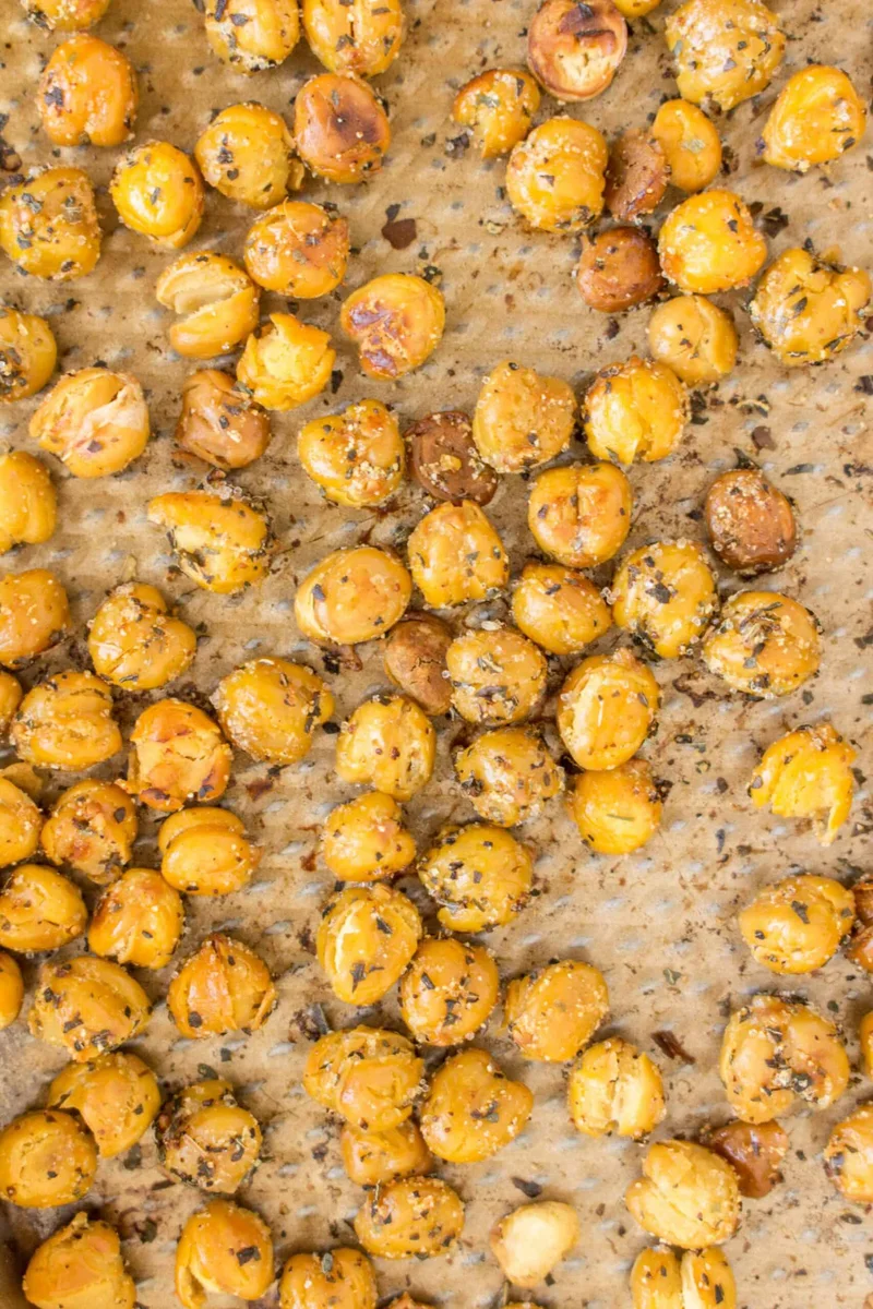 Garlic Basil Roasted Chickpeas