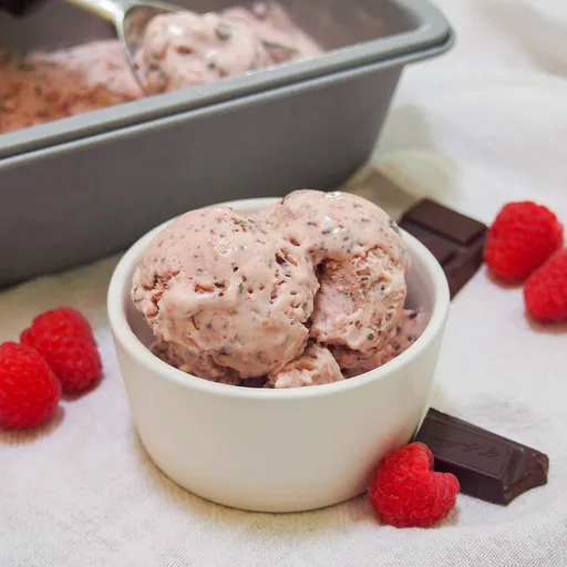 No churn raspberry chocolate chip ice cream