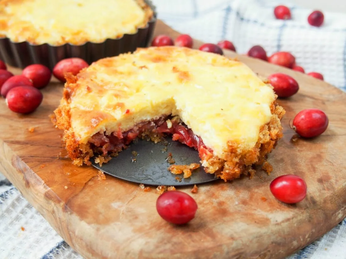 Savory cranberry and cheese tart