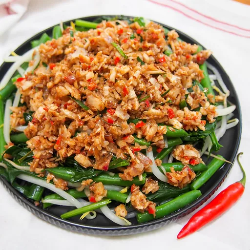 Urap sayur (Indonesian vegetables with coconut topping)