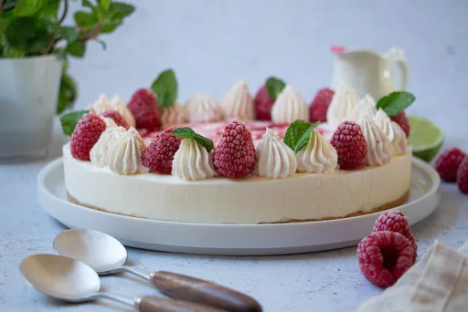 Tarta de queso sin horno de frambuesa