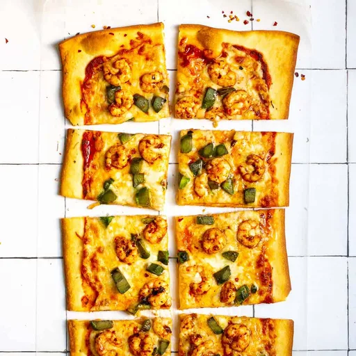Pizza picante de gambas