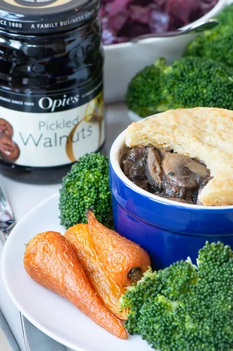 Beef & Pickled Walnut Pie with a Cheesy Flaky Pastry Crust