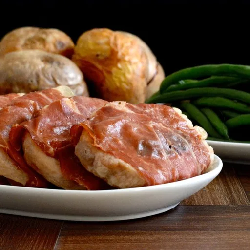 Lomo de cerdo con jamón de Parma y salvia