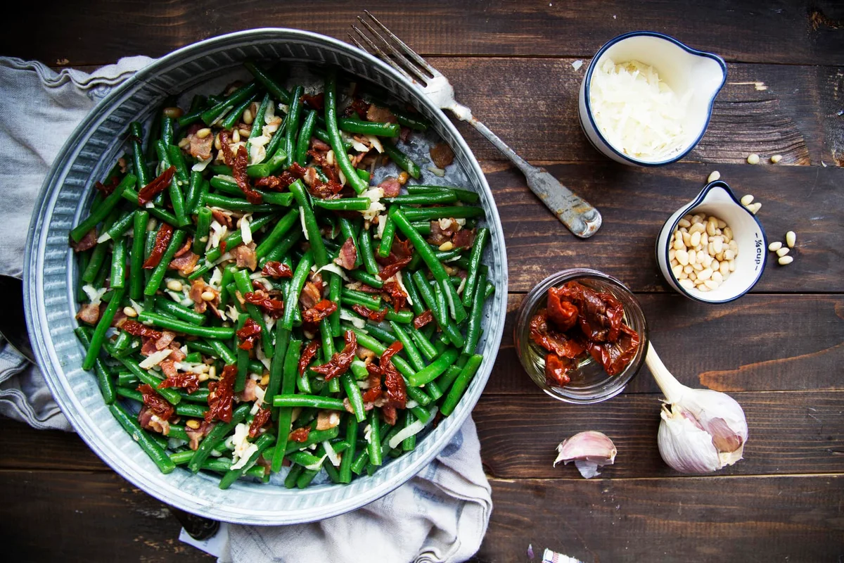 Haricots verts au bacon et parmesan &raquo; Cinq Fourchettes