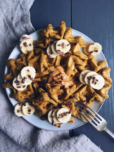 Gaufres au potiron et pépites de chocolat